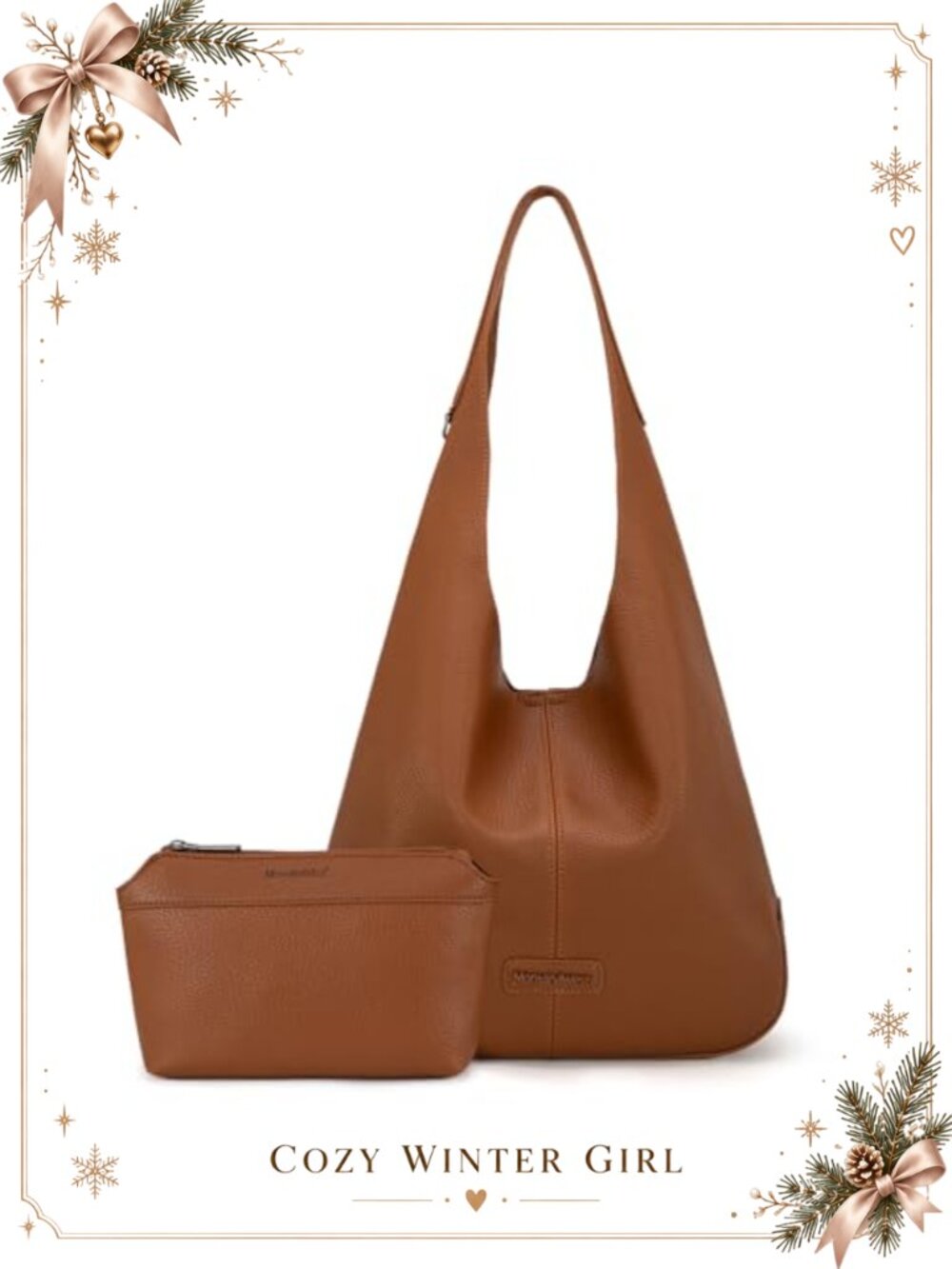 Slouchy Hobo Shoulder Bag Faux Leather Women's Foldable Purse with Coin Purse